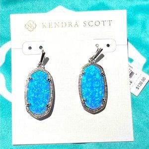 NWT KENDRA SCOTT Dani Silver Drop Earrings in Ocean Kyocera Opal